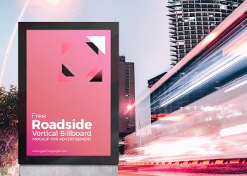 Free Roadside Vertical Billboard Mockup