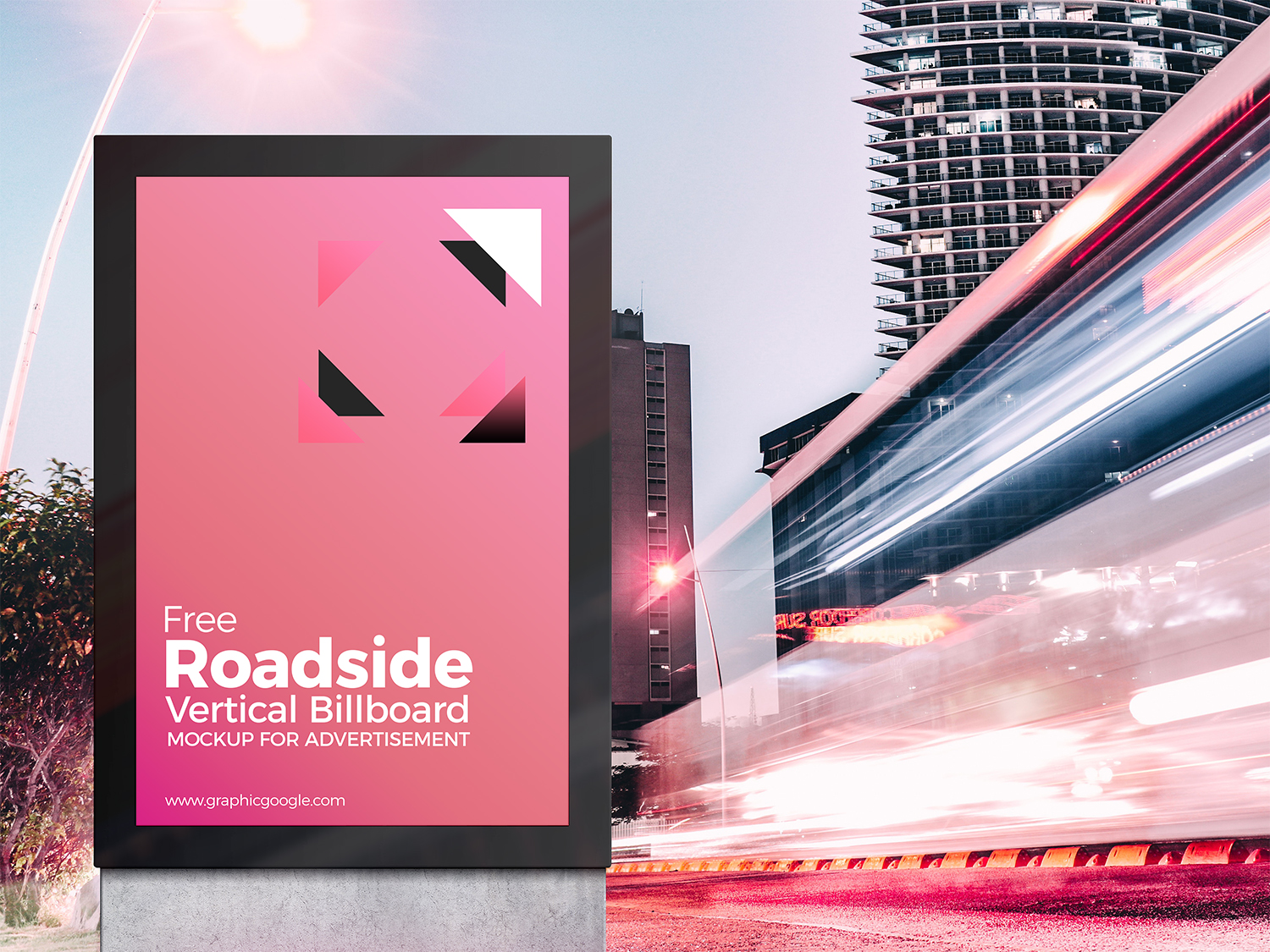 Free Roadside Vertical Billboard Mockup