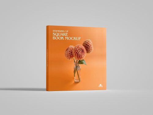 Free Standing Up Square Book Mockup