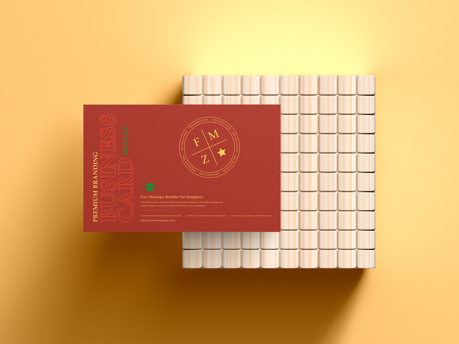 Free Top View Branding Business Card Mockup