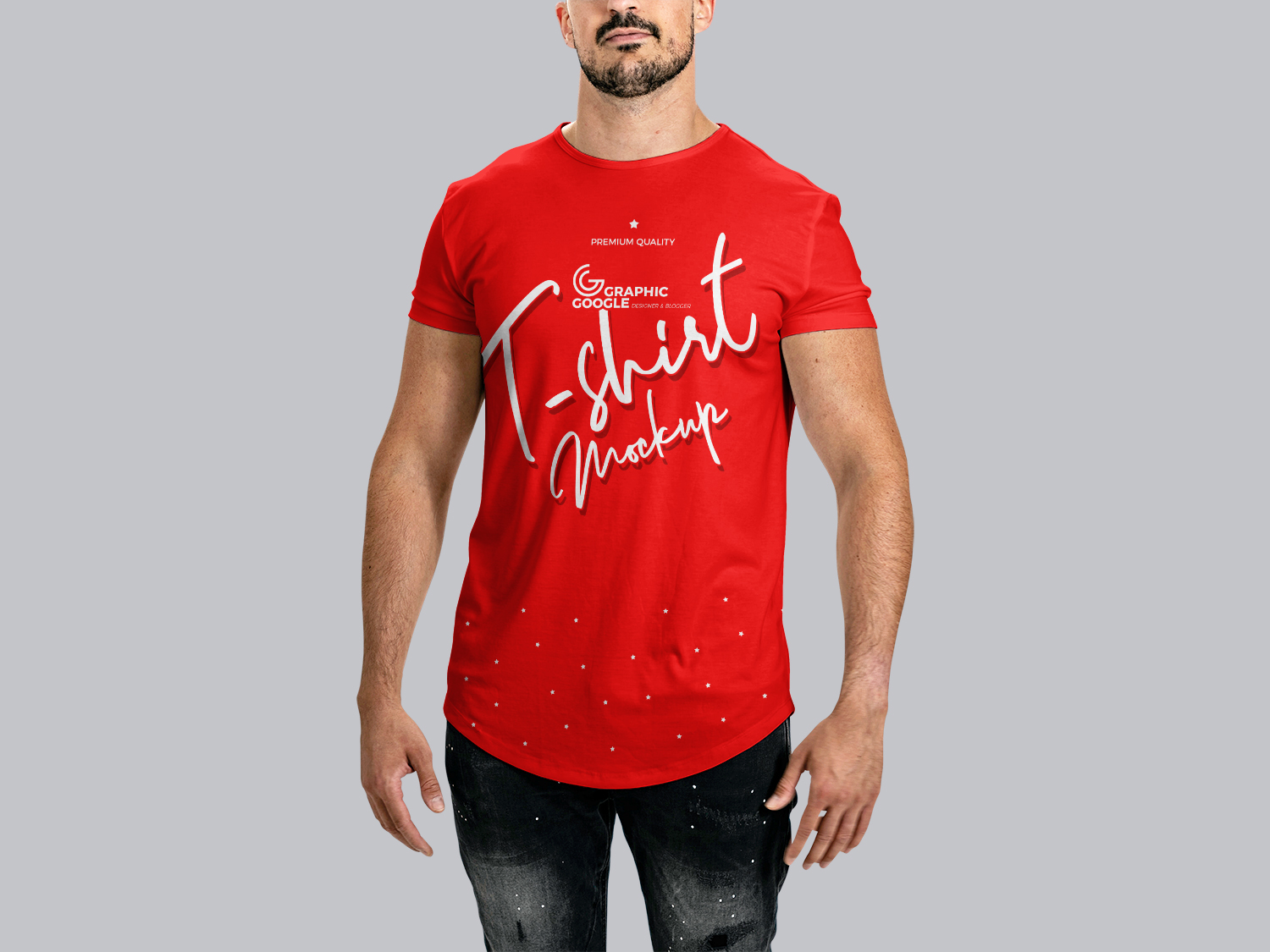 Man Wearing T-Shirt Free Mockup