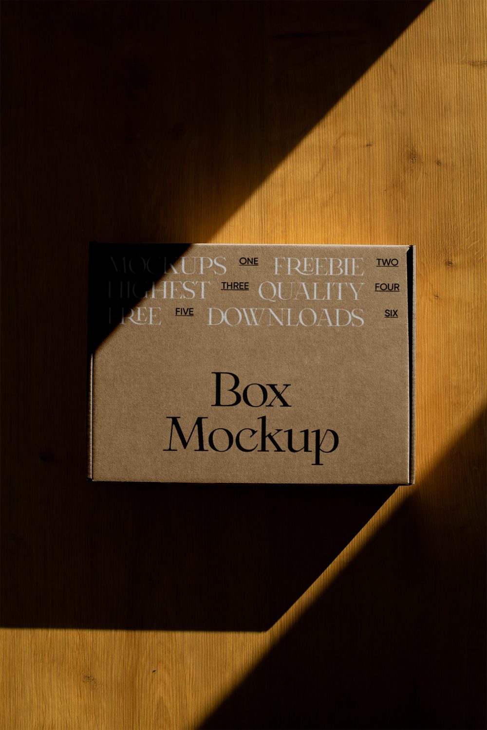 Paper Box on Wood Floor Mockup