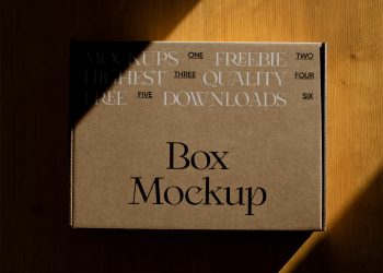 Paper Box on Wood Floor Mockup