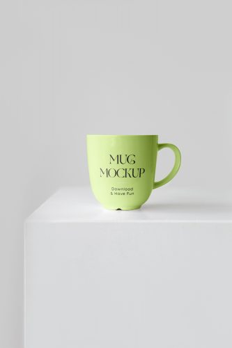 Ceramic Mug on Cube Free Mockup