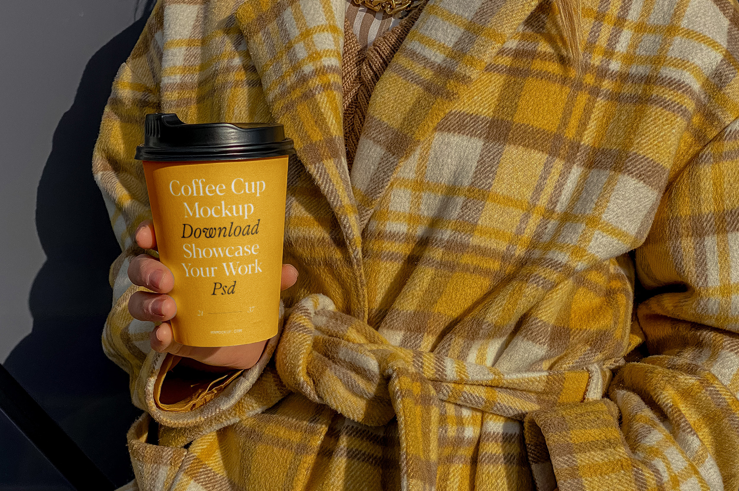 Coffee Cup with Men in Bathrobe Free Mockup