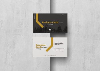 Free Business Cards on Concrete Mockup