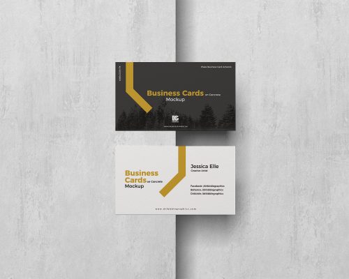 Free Business Cards on Concrete Mockup