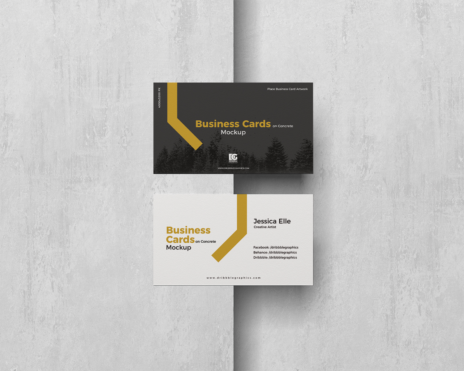 Free Business Cards on Concrete Mockup