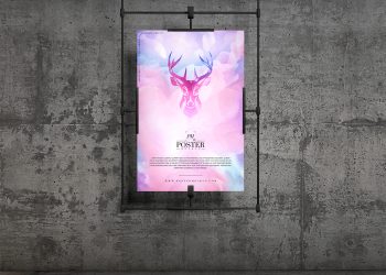 Free Concrete Wall Hanging Poster Mockup