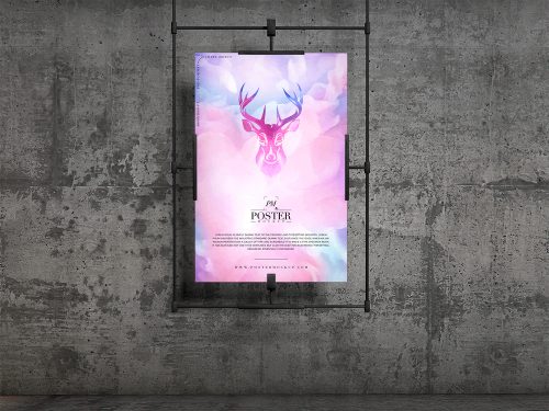 Free Concrete Wall Hanging Poster Mockup
