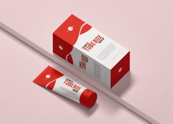Free Cosmetics Tube With Box Mockup