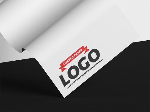 Free Curved Paper Logo Mockup