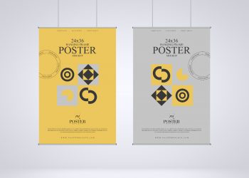 Free Elegant Hanging Poster Mockup