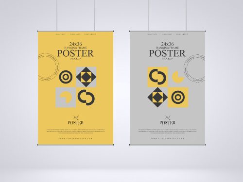 Free Elegant Hanging Poster Mockup