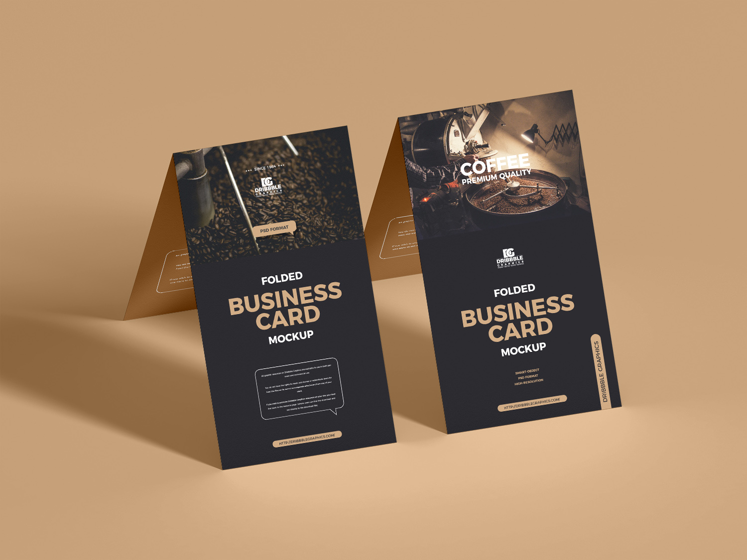 Free Folded Business Card Mockup