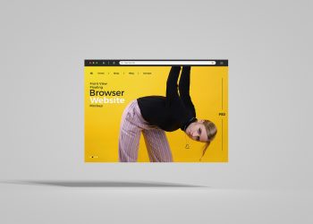 Free Front View Floating Browser Website Mockup