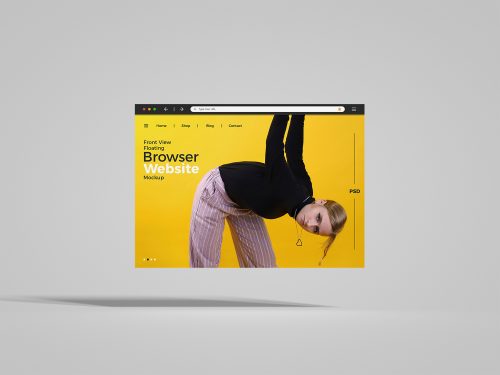 Free Front View Floating Browser Website Mockup