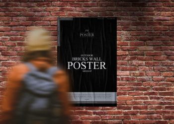 Free Girl Looking Glued Poster Mockup