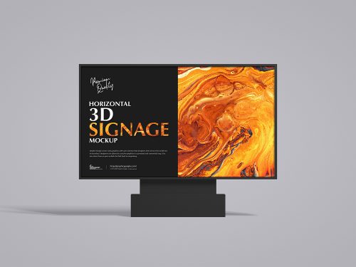 Free Horizontal 3D Signage Mockup