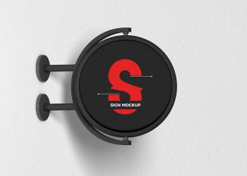 Free Modern Advertising Round Sign Mockup