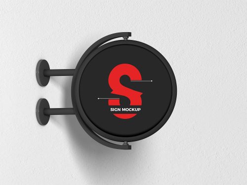 Free Modern Advertising Round Sign Mockup