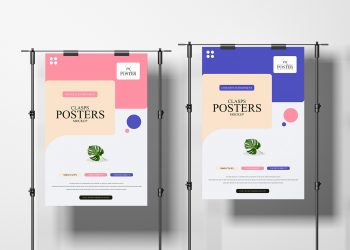 Free Modern Clasps Posters Mockup