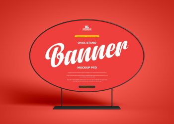 Free Oval Stand Banner Mockup