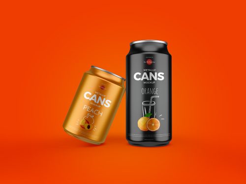 Free Packaging Drinks Cans Mockup