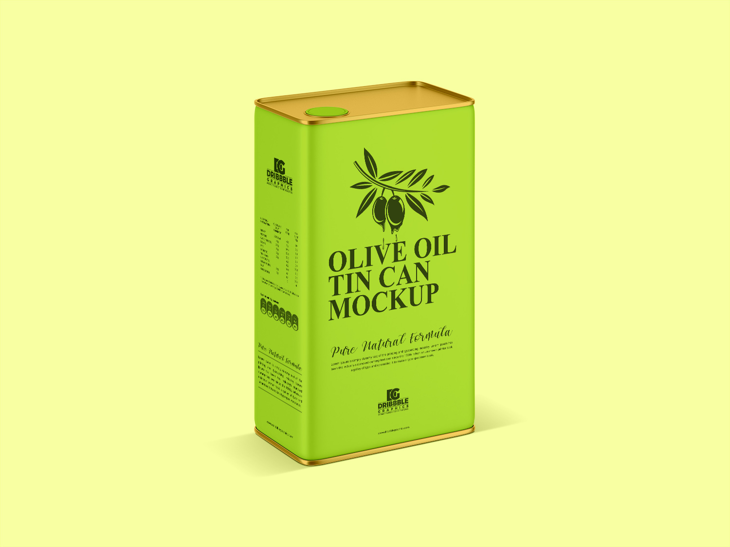 Free Packaging Olive Oil Tin Can Mockup