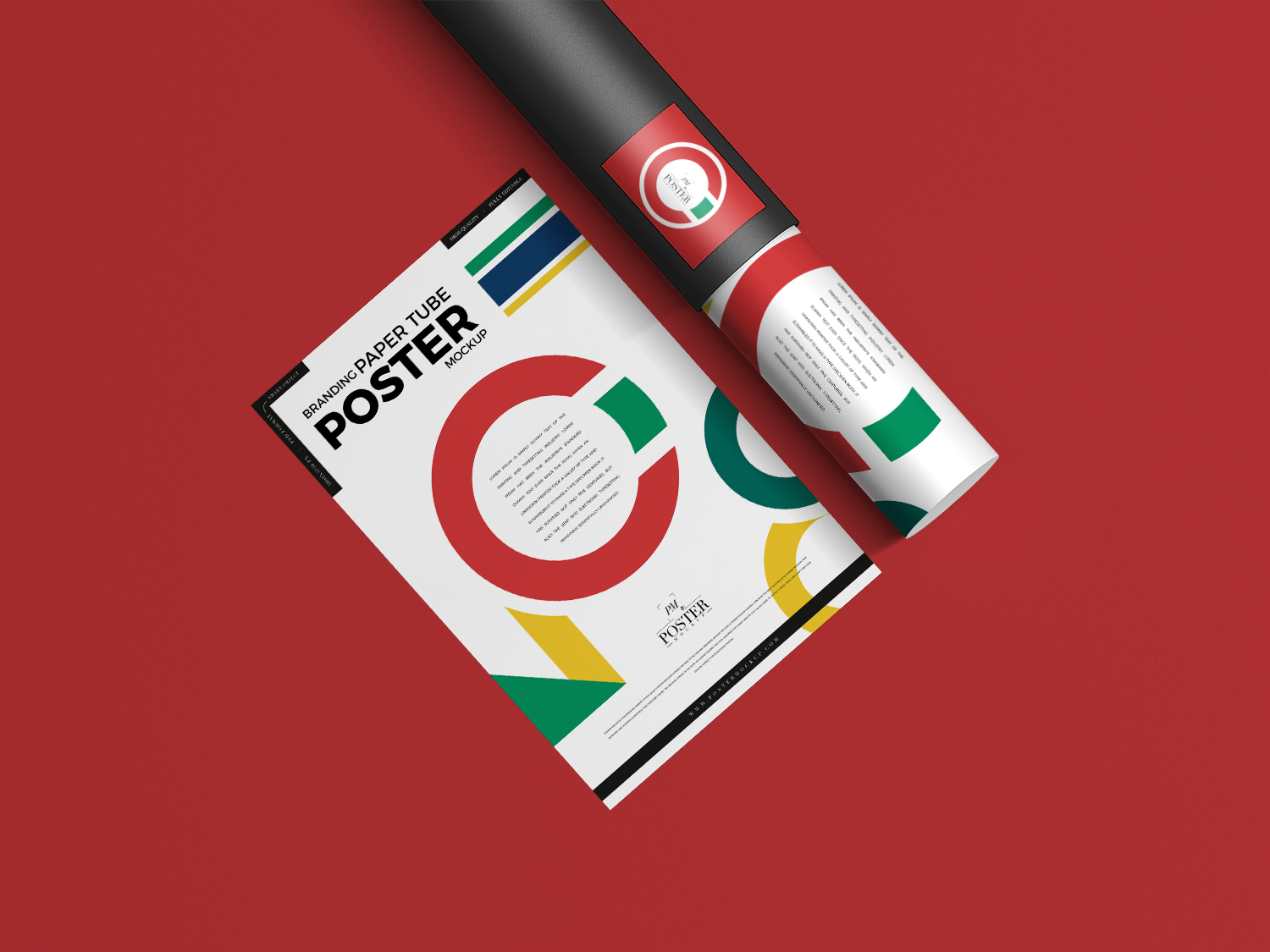 Free Paper Tube with Poster Mockup