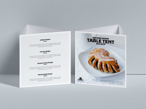 Free Square Shape Table Tent Mockup