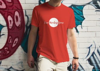 Free Street Boy Wearing T-Shirt Mockup