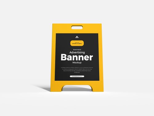 Free Street Stand Advertising Banner Mockup