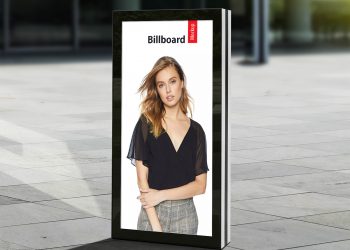 Free Vertical Advertisement Poster Billboard Mockup