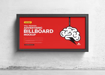 Free Wall Mounted Advertising Billboard Mockup