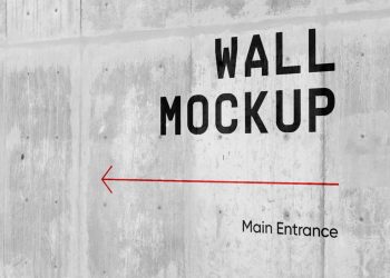 Concreate Wall Wayfinding Free Mockup