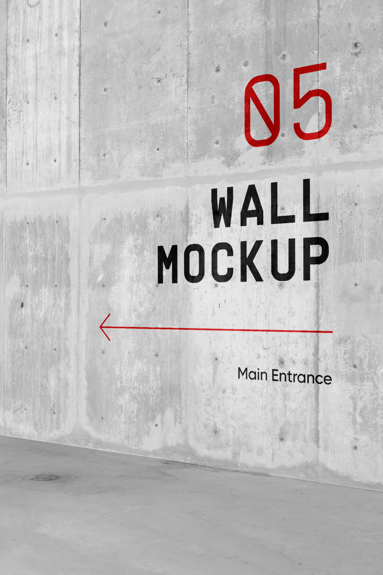 Concreate Wall Wayfinding Free Mockup