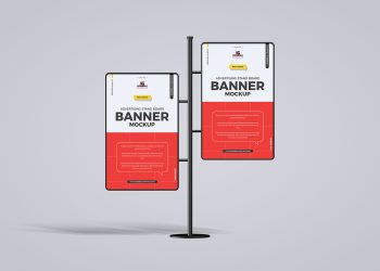 Free Advertising Stand Board Banner Mockup