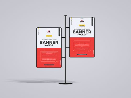 Free Advertising Stand Board Banner Mockup