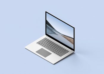 Isometric Surface Laptop Mockup