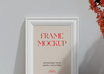 Mini Frame with Flower Mockup