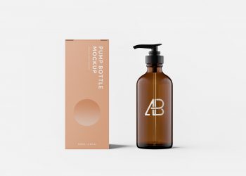 Pump Bottle with Box Mockup