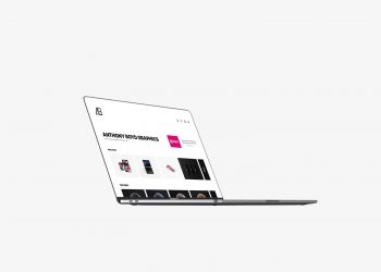 Side View Bezel-Less Macbook Pro with Touch Bar Mockup