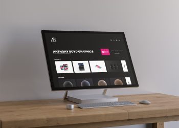 Surface Studio on Table Free Mockup