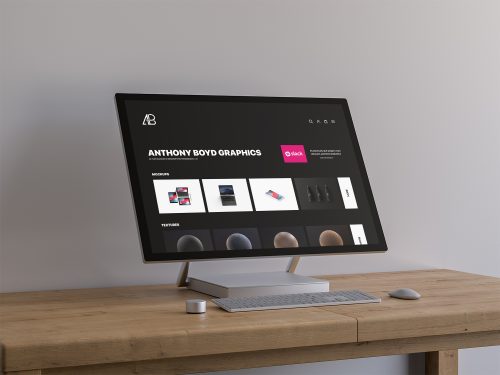 Surface Studio on Table Free Mockup