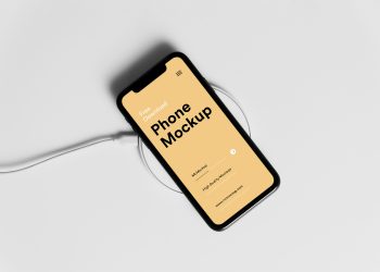 iPhone on Charger Free Mockup