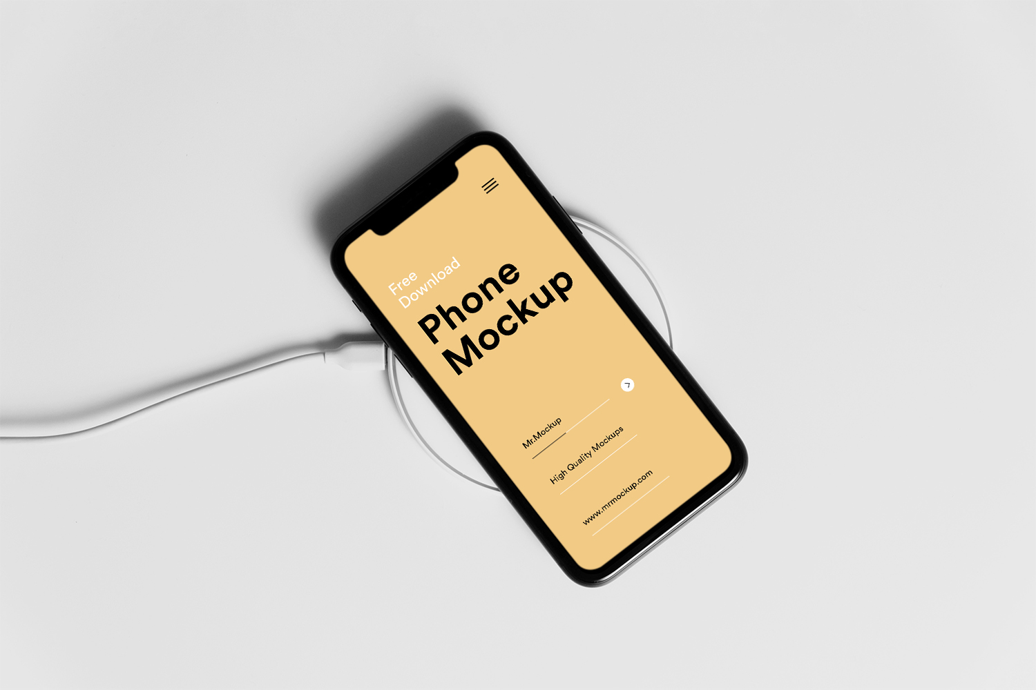 iPhone on Charger Free Mockup