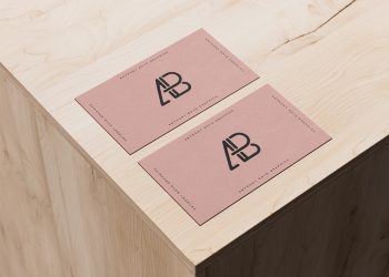 Business Cards on Wooden Box Free Mockup