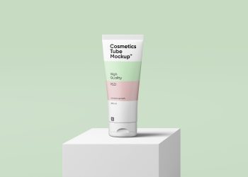 Cosmetics Tube on Box Free Mockup