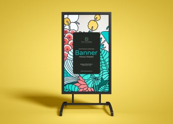 Free Brand Promotion Street Stand Banner Mockup